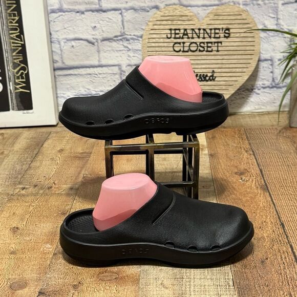 OOFOS OOcloog Recovery Slip On Clogs Comfort Black M9 W11 - Picture 3 of 12